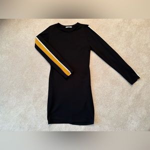 Pull & Bear - Fitted Dress, Black/Yellow/White